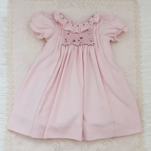 Luli & Me Embroidered Pink Cotton Baby Dress 9m